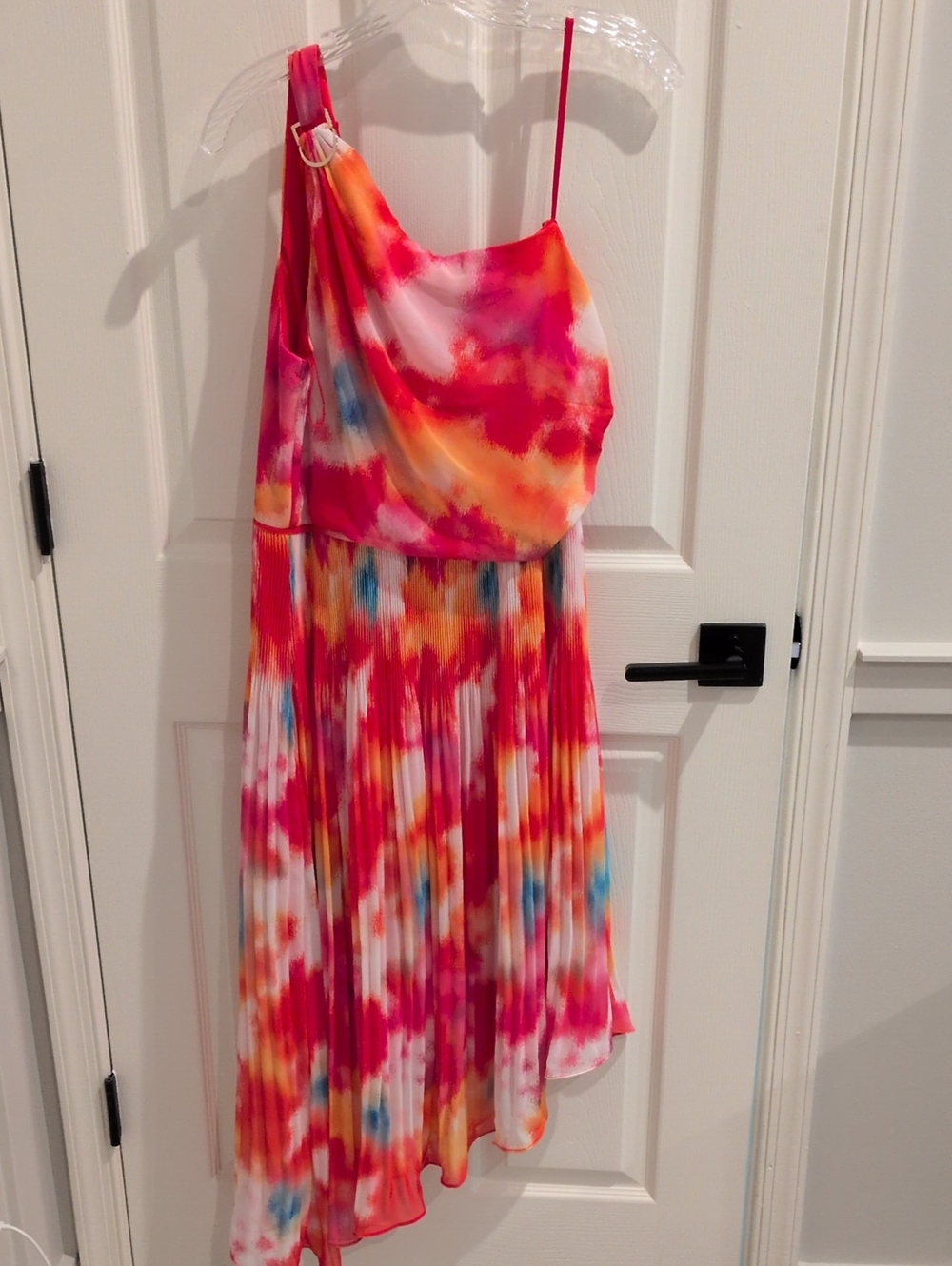 NWT Adrianna Papell Asymmetric One Shoulder Chiffon Ankle Dress Size 14